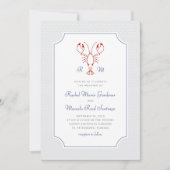 Nautische Kreeft Minimalistische Preppy Wedding Kaart (Voorkant)