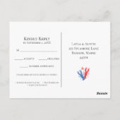 Nautische kreeft rood, blauwe bruiloft RSVP Briefkaart (Achterkant)