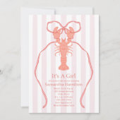 Nautische kreeft Roze strik Het is een meisje Baby Kaart (Voorkant)