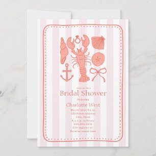 nautische kreeft schelpen roze strik Vrijgezellenf Kaart