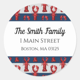 nautische kreeften rond Adresetiket Ronde Sticker