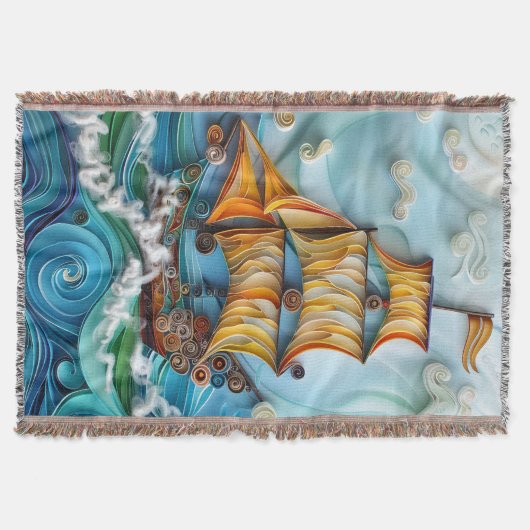 Nautische kunst Geweven Gooi Deken (Voorkant)