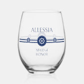 nautische kust bruiloft bruidsmeisje wijnglas zonder voet (Voorkant)