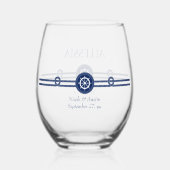 nautische kust bruiloft bruidsmeisje wijnglas zonder voet (Achterkant)