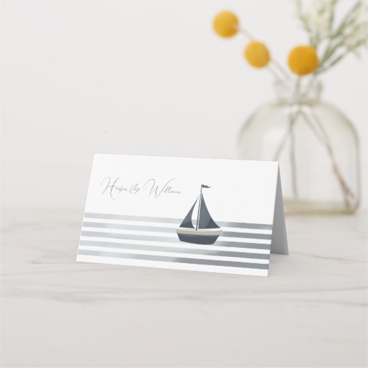 Nautische kust bruiloft plaats kaart plaatskaartje (Achterkant)