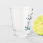 Nautische kust bruiloft Save the date zeilboten Shot Glas (Links)