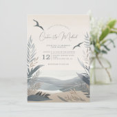 Nautische kust bruiloft uitnodiging (Staand voorkant)