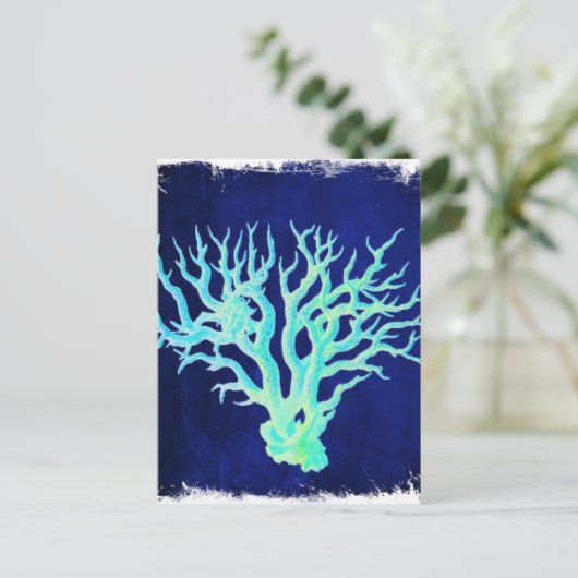 Nautische kust chique strand blauw Koraal Reef Briefkaart (Staand voorkant)