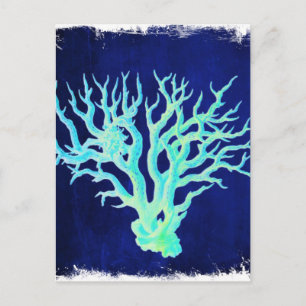 Nautische kust chique strand blauw Koraal Reef Briefkaart