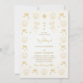 Nautische Kust Hand Getrokken Zeeschelp Shell Wedd Kaart (Voorkant)