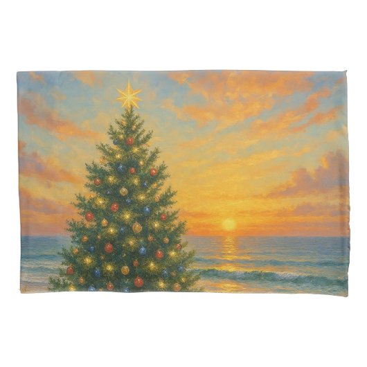 Nautische/Kust Kerstboom strand Kussensloop (Voorkant)