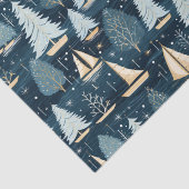 Nautische Kust Kerstmis Zeilboot Weefsel Papier (Detail)