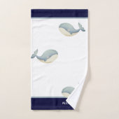 Nautische Kust Marine Blauw Grijs Wit Walvis Bad Handdoek (Handdoek)