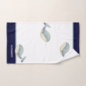 Nautische Kust Marine Blauw Grijs Wit Walvis Bad Handdoek (Handdoek)