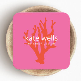 Nautische kust rood koraalrif vierkante visitekaartje