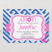 Nautische kust strand meisje baby shower uitnodigi kaart (Voorkant / Achterkant)