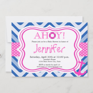 Nautische kust strand meisje baby shower uitnodigi kaart