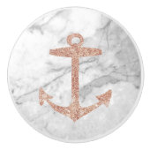 Nautische Kust Strand Wit Marmeren Schip Anker Keramische Knop (Voorkant)