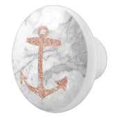 Nautische Kust Strand Wit Marmeren Schip Anker Keramische Knop (Rechts)