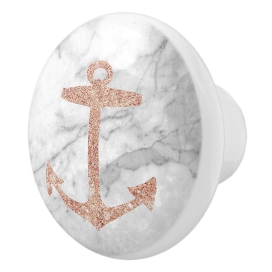 Nautische Kust Strand Wit Marmeren Schip Anker Keramische Knop (Rechts)