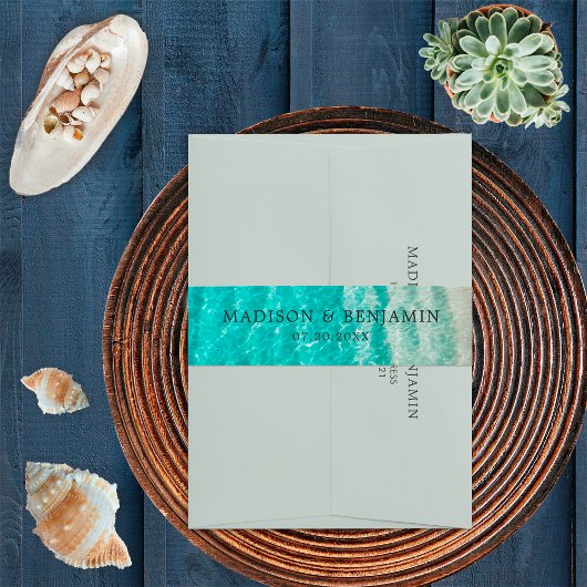 Nautische Kust Zomer Strand Bestemming Bruiloft Uitnodigingen Wikkel