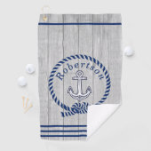 Nautische Kustanker Naam Marine Blauw Golfhanddoek (Insitu)