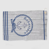 Nautische Kustanker Naam Marine Blauw Golfhanddoek (Horizontaal)