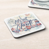 Nautische kustboot thema "Laten we nauti krijgen" Bier Onderzetter (Linkerzijde)