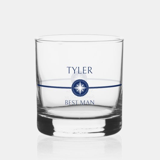 nautische kustbruiloft beste man groomman whisky glas (Voorkant)