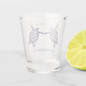 Nautische kustbruiloft voor Zeeen schildpadden Shot Glas (Achterkant)
