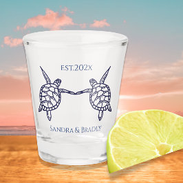 Nautische kustbruiloft voor Zeeen schildpadden Shot Glas