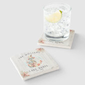 Nautische kustdoorsnee | Rustic Anchor Stenen Onderzetter (Zijkant)