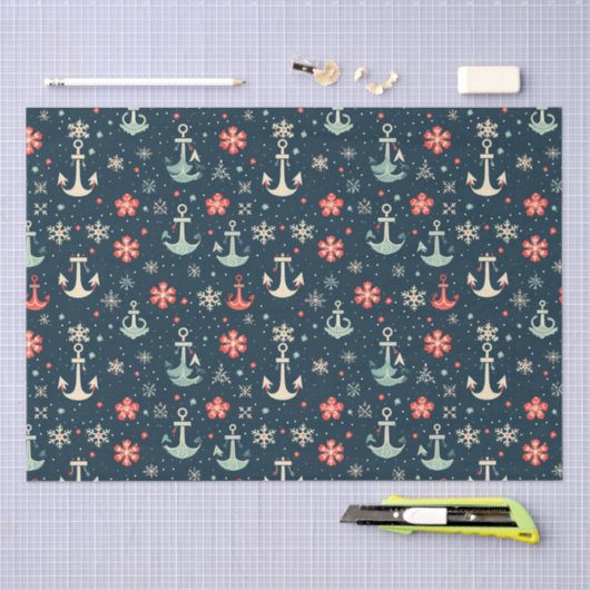 Nautische Kustkerst Anker Tissue Papier (Craft)