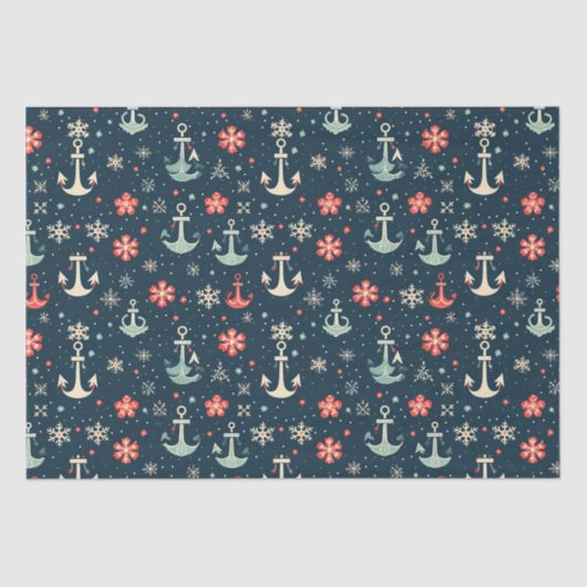 Nautische Kustkerst Anker Tissue Papier (Voorkant)