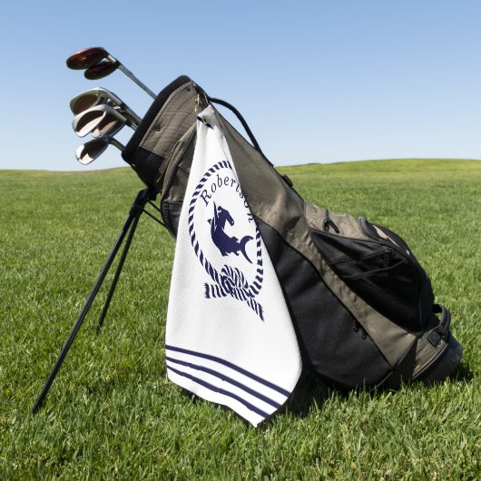 Nautische kustnaam Shark Navy Blue Golfhanddoek (Groen)