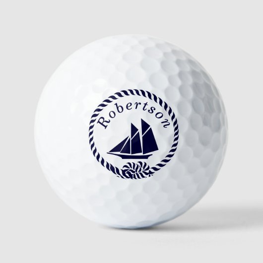 Nautische kustnaam Zeilboot Navy Blue Golfballen (Voorkant)