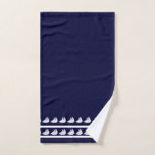 Nautische kustnaam Zeilboot Whale Navy Blue Bad Handdoek (Handdoek)
