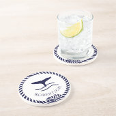 Nautische kustnaam Zeilboot Whale Navy Blue Zandsteen Onderzetter (Zijkant)