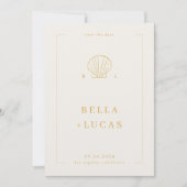 Nautische Kustschelp Monogram QR Code Trouwen Save The Date (Voorkant)