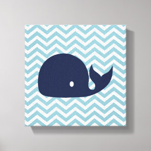 Nautische kwekerij walvis canvas afdruk