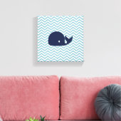 Nautische kwekerij walvis canvas afdruk (Insitu (Woonkamer))