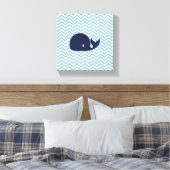 Nautische kwekerij walvis canvas afdruk (Insitu (Slaapkamer))