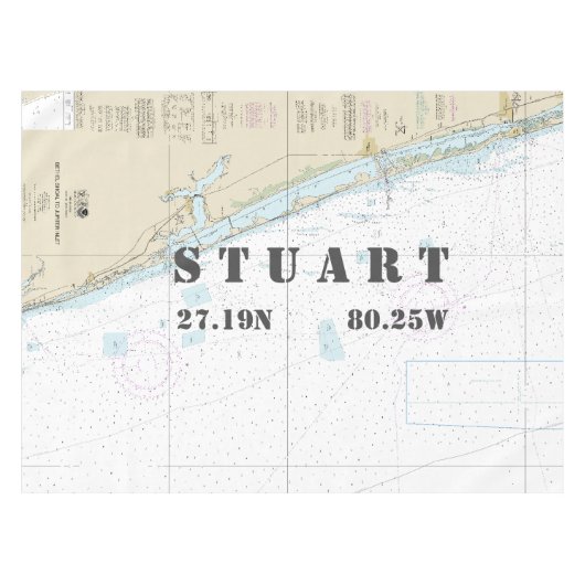Nautische lengtegraad breedtegraad Zuidoost-Florid Tafelkleed (Voorkant (Horizontaal))