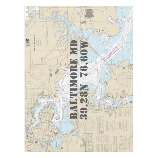 Nautische lengtegraad Latitude Baltimore MD 12281 Tafelkleed (Voorkant)