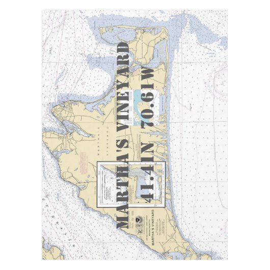 Nautische lengtegraad Latitude Martha's Vineyard Tafelkleed (Voorkant)