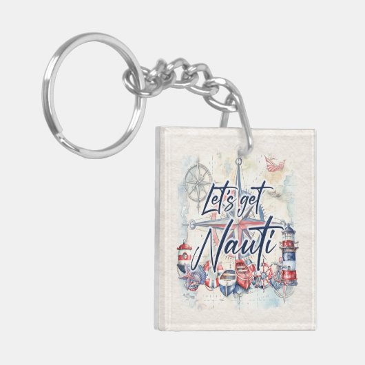 Nautische "Let's Get Nauti" Kustboot Sleutelhanger (Voorkant Links)