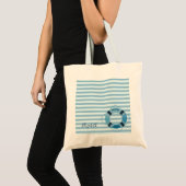 Nautische, lichtblauwe strepen tote bag (Voorkant (product))