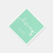 Nautische Liefde Anker Zeeschuim Groen Huwelijk Servet (Hoek)