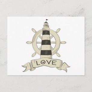 Nautische Liefde Tan Vuurtoren & Scheepsanker Briefkaart