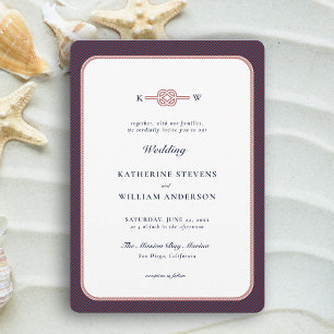 Nautische Liefdesknoop Elegante Bourgondische Navy Kaart